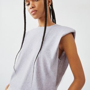 BNWOT Aritzia Babaton Shoulder Pad Tank, Size M, Heather Chrome